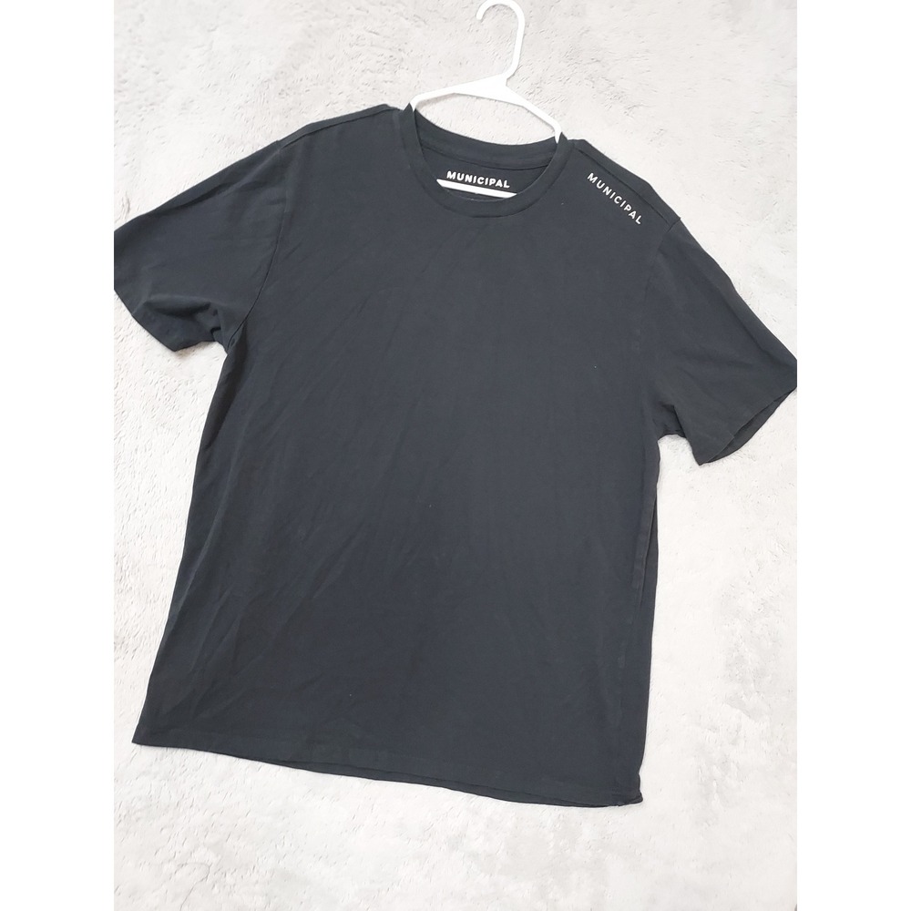 Municipal Shirt Mens Large Short Sleeve Logo Graphic Crew Neck Black Performance
